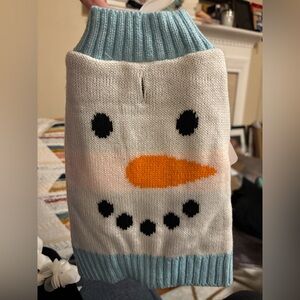 Celebrations Buttons & Bones Snowman Face White Pet Sweater in XS BNWT